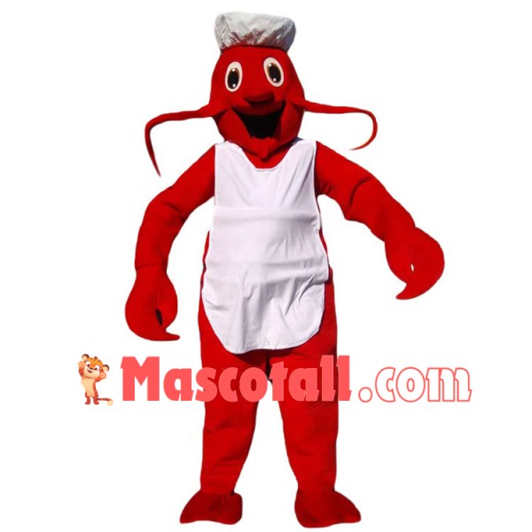 Lobster Assistant Wearing Clean Apron Mascot Costume