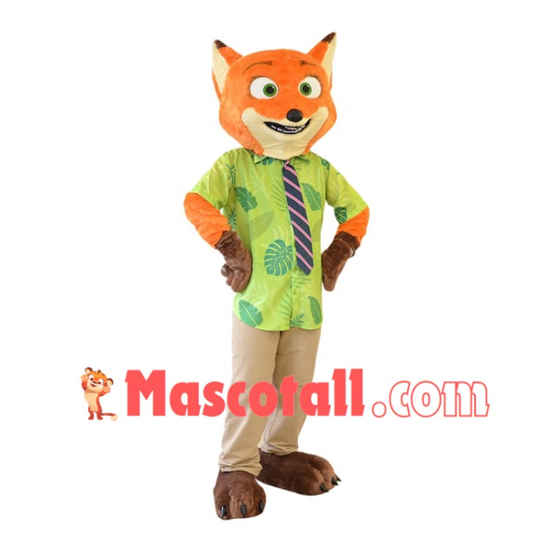 Nick Red Fox In Casual Shirt Mascot Costume