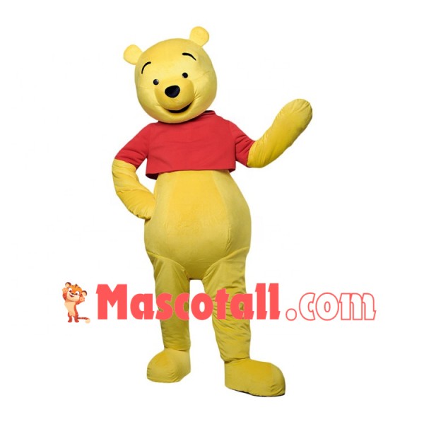 Joyful Pooh In Short Top Cartoon Mascot Costume