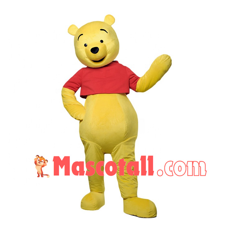 Joyful Pooh In Short Top Cartoon Mascot Costume