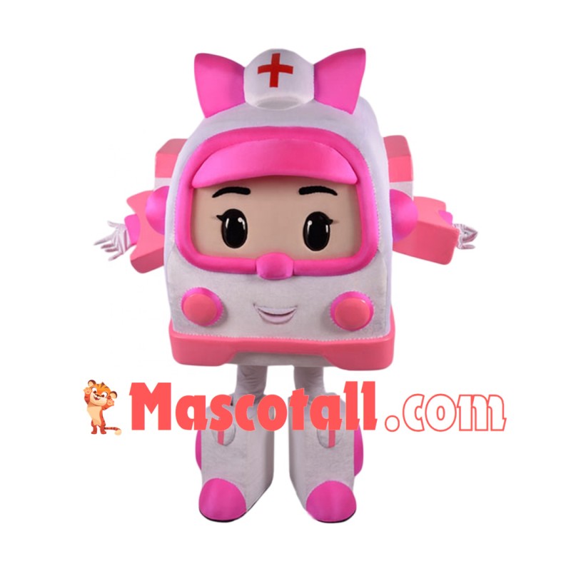 Deformed Pink Amba Ambulance Mascot Costume