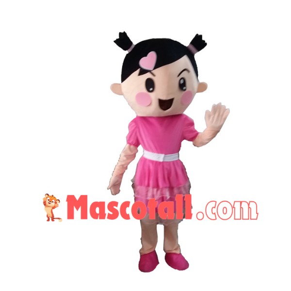 Short Hair Baby Girl With Hairpin Mascot Costume