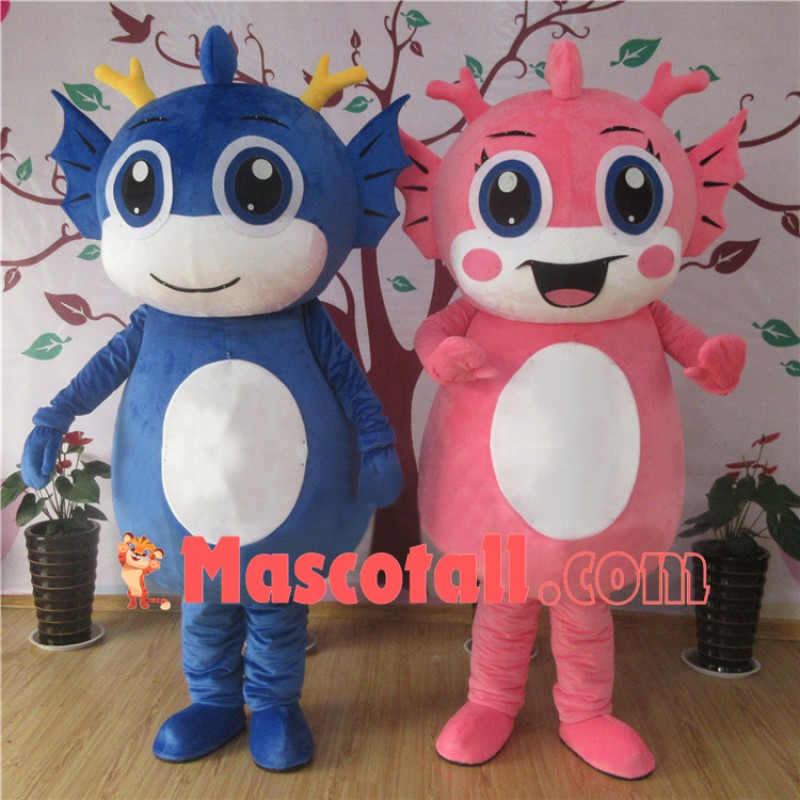 Cheerful Cartoon Big Eyes Dragon Mascot Costume