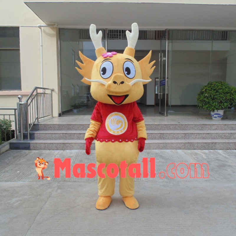 Bright Yellow Dragon Mascot Lightweight Cartoon Costume