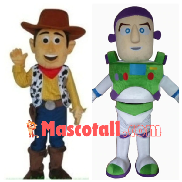 Cowboy Woody and Buzz Lightyear Cartoon Mascot Costume