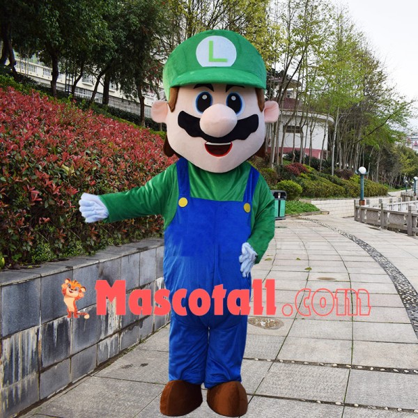 Luigi Mario In The Green Suit Mascot Cartoon Costume