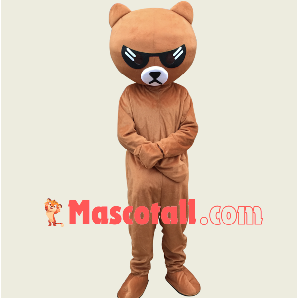 Brown Bear With Sunglasses Cartoon Mascot Costume