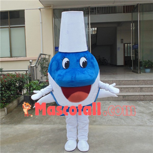 Happy Dolphin With Top Hat Mascot Costume