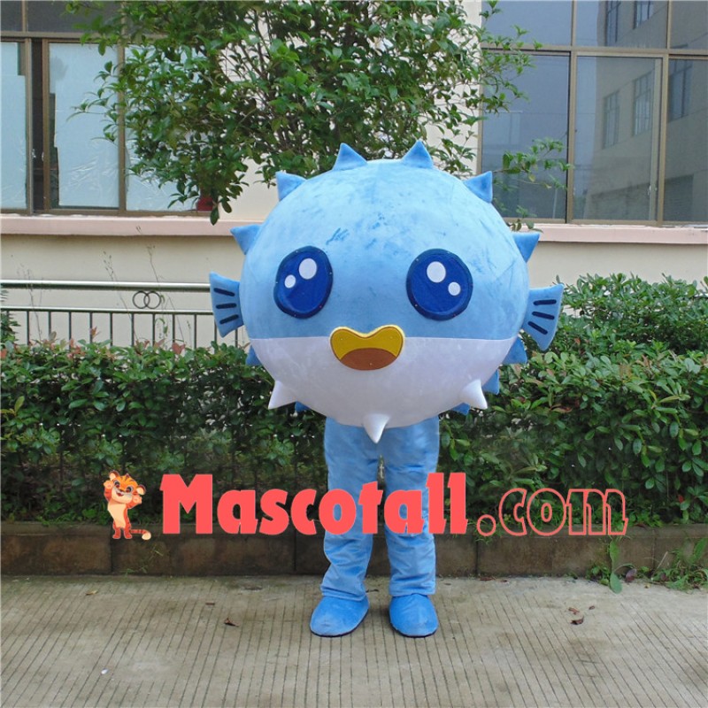 Adorable Cartoon Bulging Pufferfish Mascot Costume
