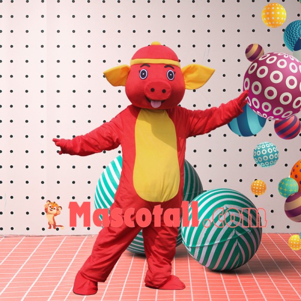 Overjoyed Bright Cartoon Pig Mascot Costume