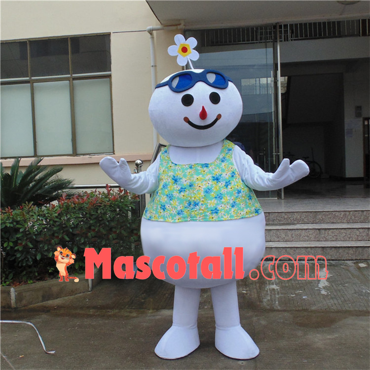 Brilliant Snowman With Flower Vest Mascot Costume