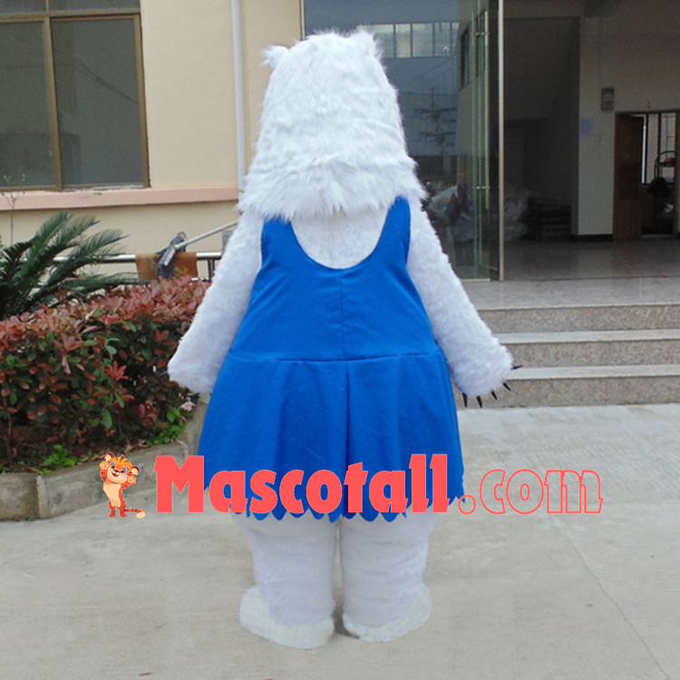 Smug Polar Bear In Blue Vest Dress Mascot Costume