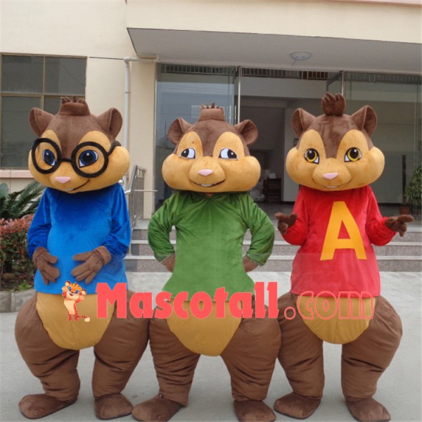 Chipmunks With Different Characters Mascot Cartoon Costume
