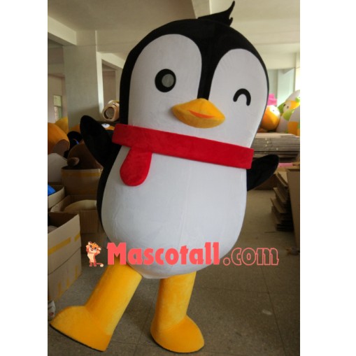Cute Cartoon Winking Penguin Mascot Costume