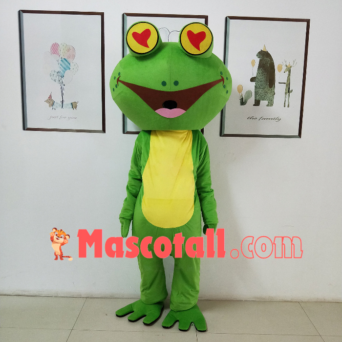Funny Frog With Eyes Showing Love Mascot Costume