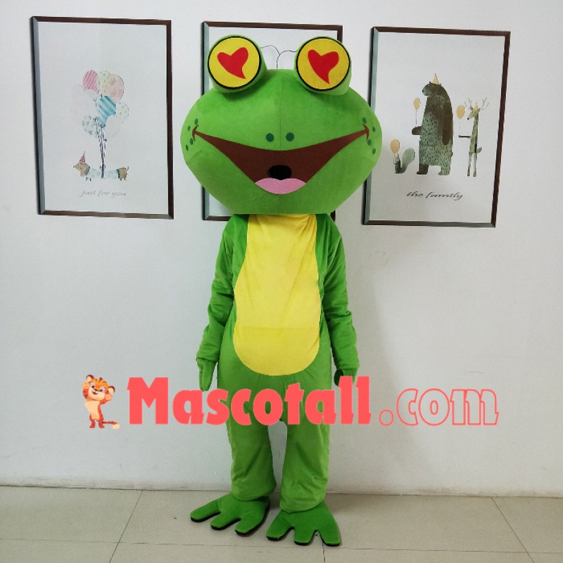 Funny Frog With Eyes Showing Love Mascot Costume