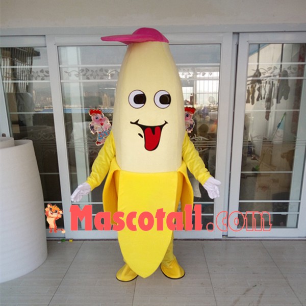 Peeled Banana With Peaked Cap Mascot Costume
