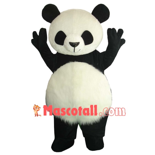 Soft Plush the Cheerful Panda Mascot Adult Costume