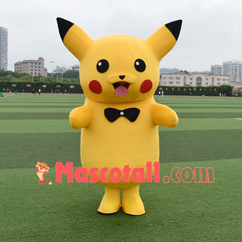 Likable Pikachu Mascot Costume Wearing Tie