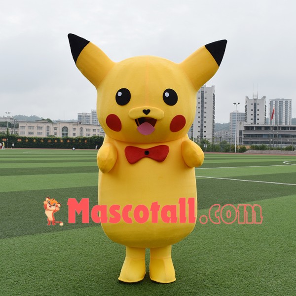 Likable Pikachu Mascot Costume Wearing Tie