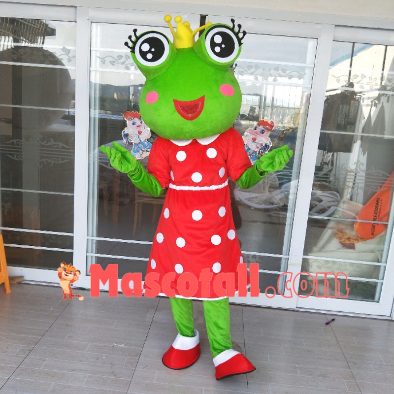 Elated Crown Frog Couple Mascot Costume