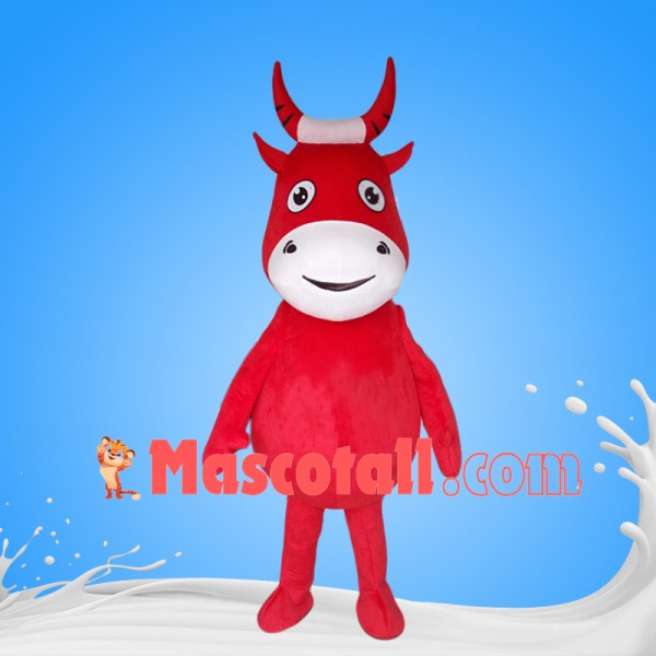 Relaxed Cartoon Red Cattle Mascot Costume