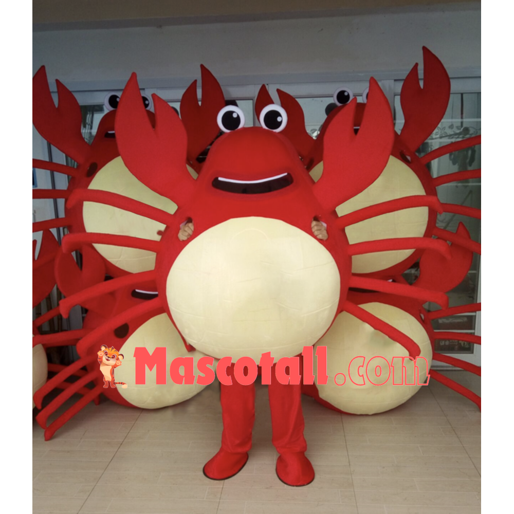 Cartoon Live Crab Brandishing Tongs Mascot Costume
