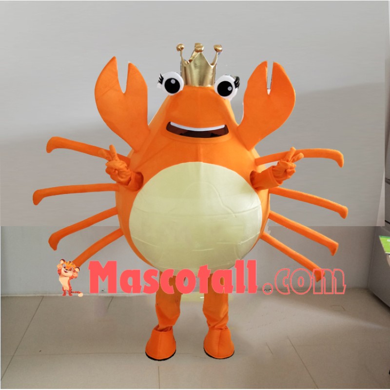 Cartoon Live Crab Brandishing Tongs Mascot Costume