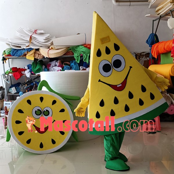 Piece of Yellow Watermelon Cartoon Mascot Costume