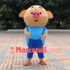 Lively Snot Pig in Suspenders Mascot Cartoon Costume