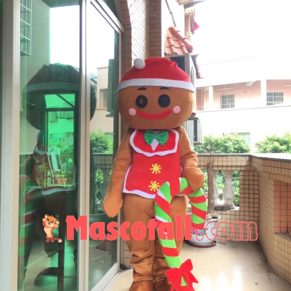 Christmas Gingerbread Man With Candy Mascot Costume