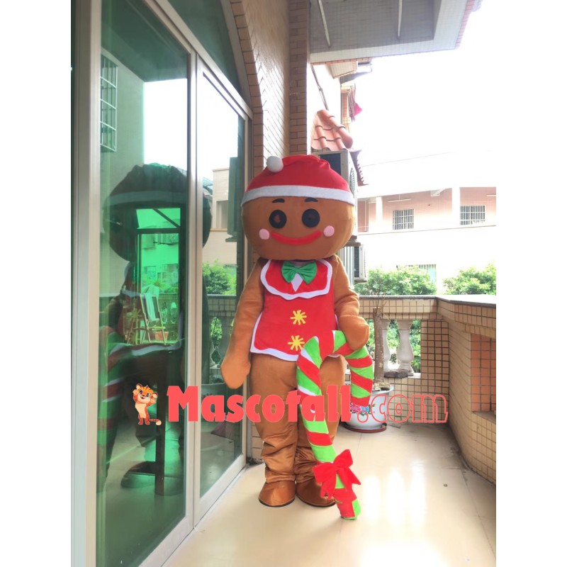 Christmas Gingerbread Man With Candy Mascot Costume
