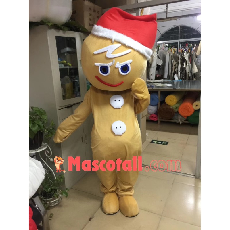 Christmas Soft Gingerbread Man Mascot Costume