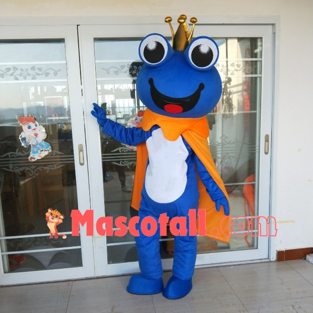 Cheerful Crown Frog Mascot Costume For Event