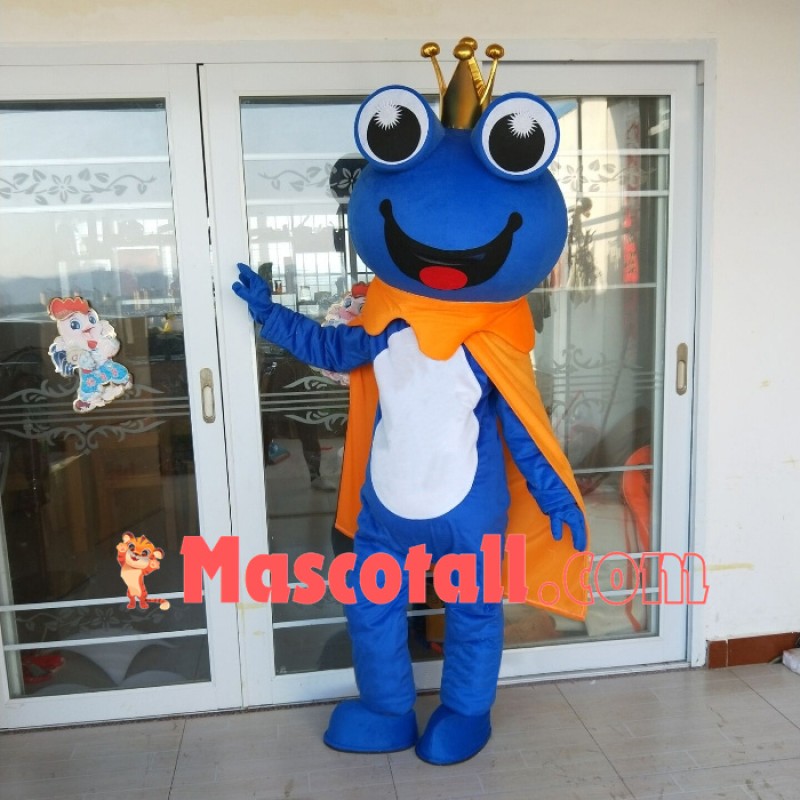 Cheerful Crown Frog Mascot Costume For Event