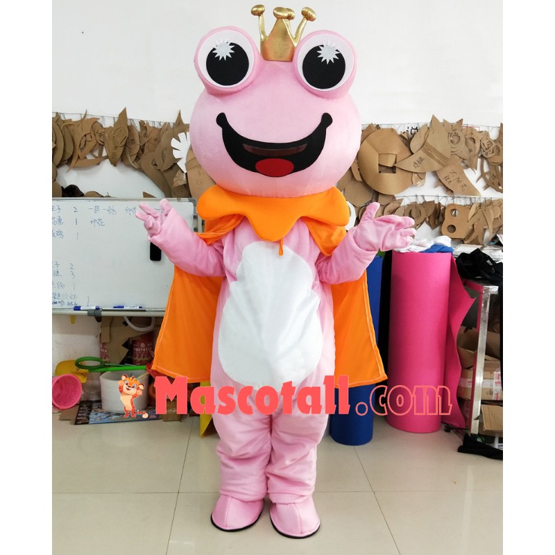 Cheerful Crown Frog Mascot Costume For Event
