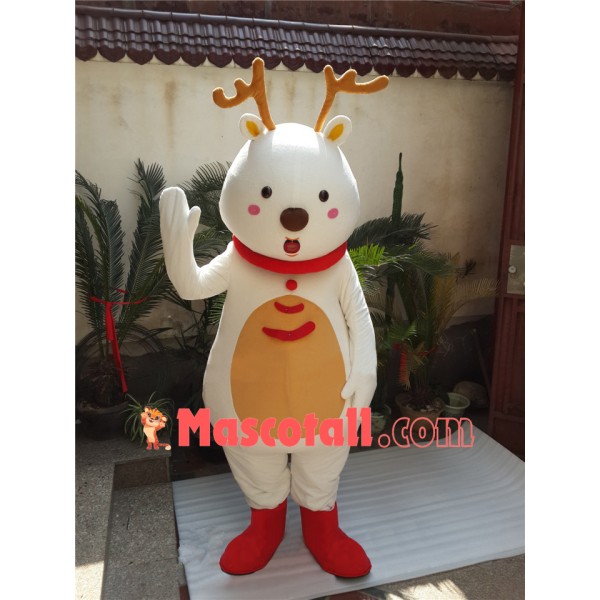 Warm White Christmas Fawn Mascot Costume