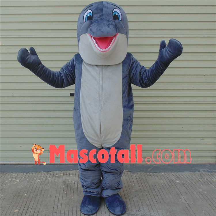 Gray Dolphin With Mild Temper Mascot Costume