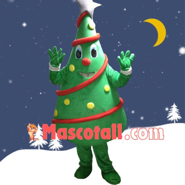 Christmas Tree With Red Ribbon Mascot Costume