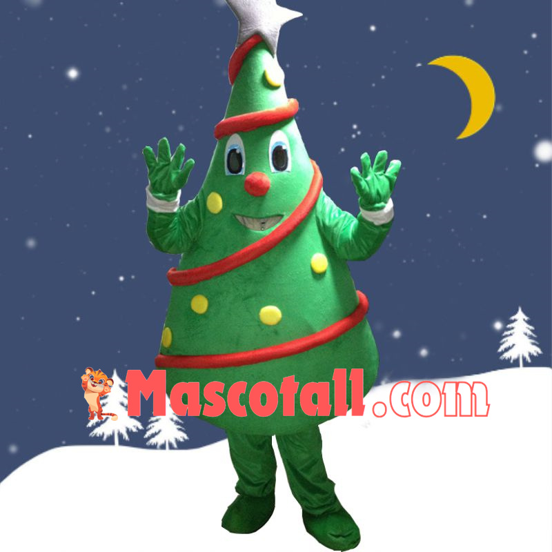Christmas Tree With Red Ribbon Mascot Costume