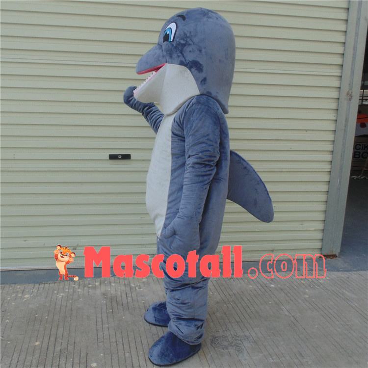 Gray Dolphin With Mild Temper Mascot Costume