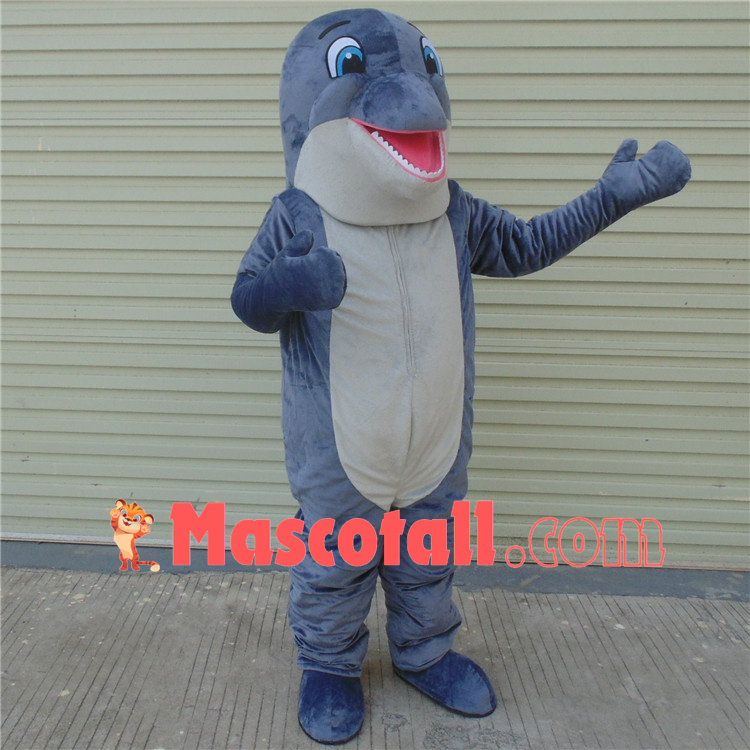Gray Dolphin With Mild Temper Mascot Costume