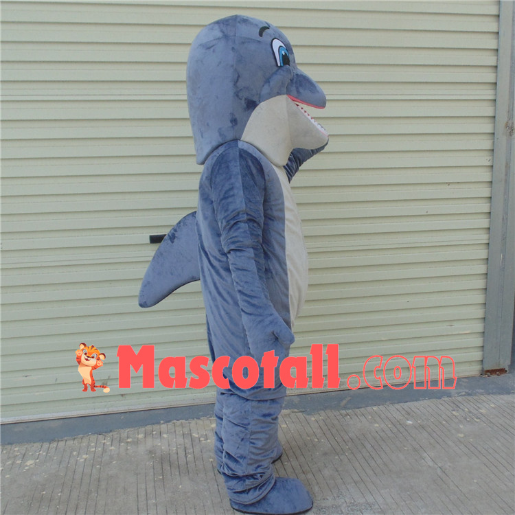 Gray Dolphin With Mild Temper Mascot Costume