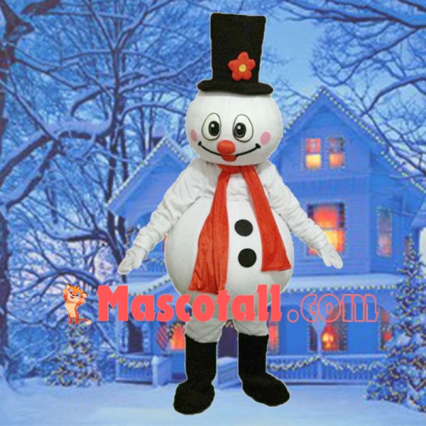 Snowman With Flower Top Hat Mascot Costume