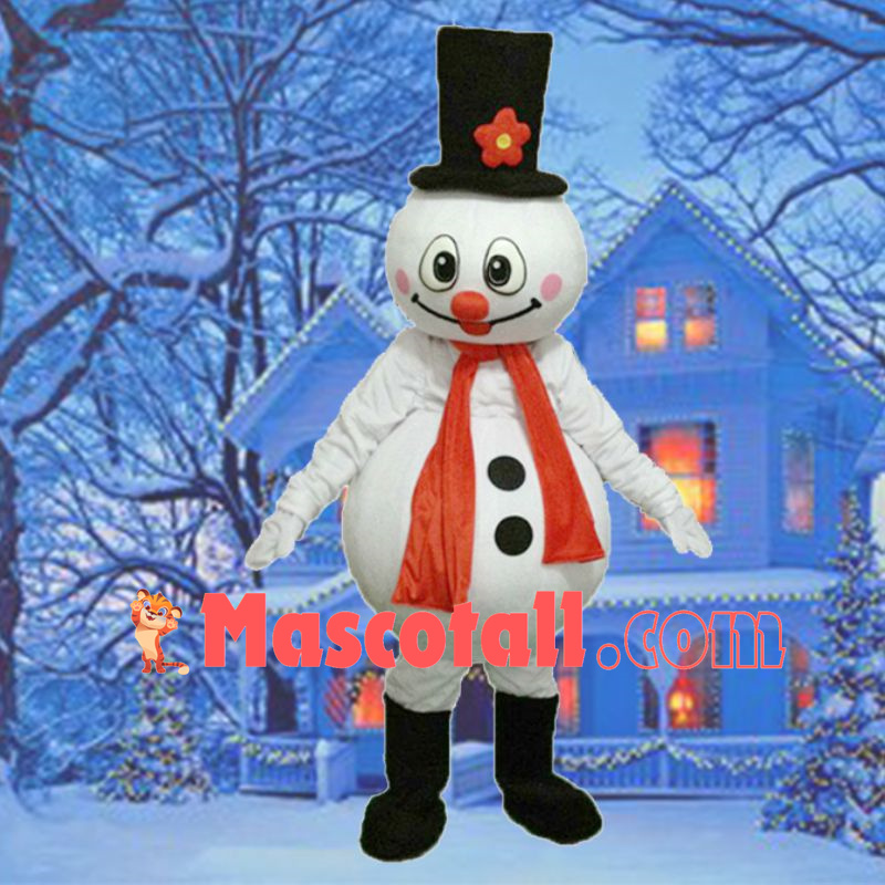 Snowman With Flower Top Hat Mascot Costume