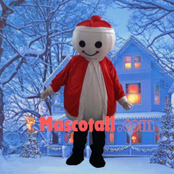 Pure Snowman Wearing Red Coat Mascot Costume