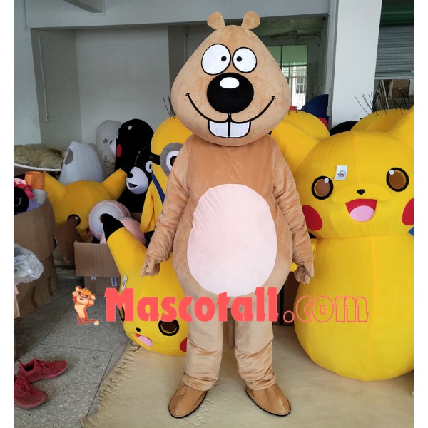 Groundhog With Protruding Front Teeth Mascot Costume