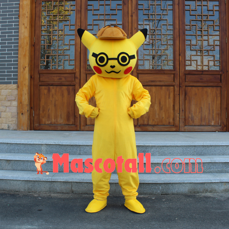 Pikachu Wearing Glasses Mascot Costume for Adult