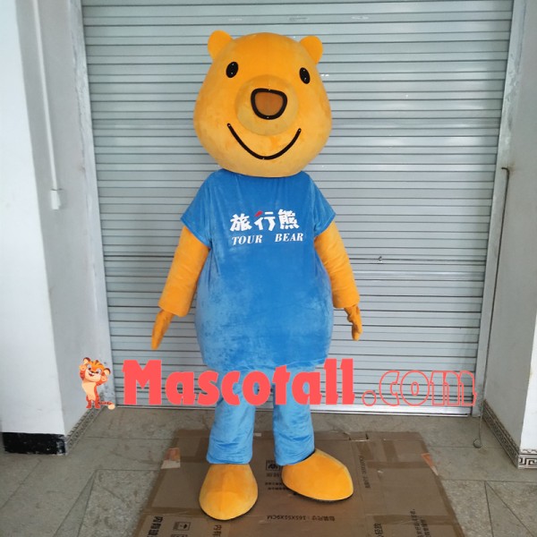 Relaxed Orange Tour Bear Mascot Costume