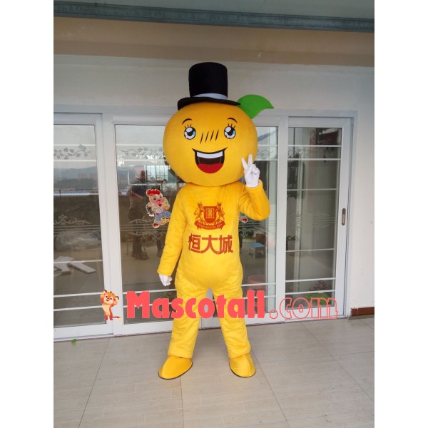 Shiny Eyed Cartoon Orange Doll Mascot Costume